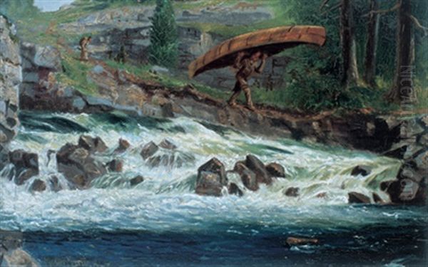 On The Portage, Northern Ontario Oil Painting by Thomas Mower Martin