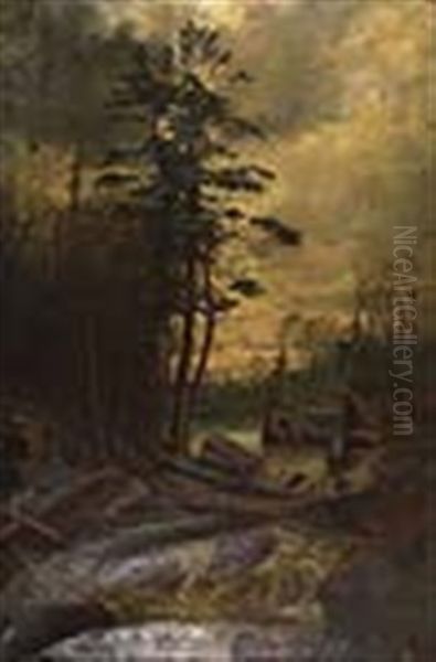 Forest Stream Oil Painting by Thomas Mower Martin