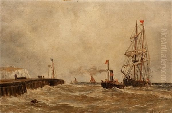 Dover Harbour, Delaware And An American Puffer (2 Works) Oil Painting by William Alexander Kennedy Martin