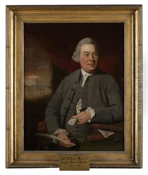 Half-length Portrait Of Thomas Tod Holding A Quill Oil Painting by David Martin