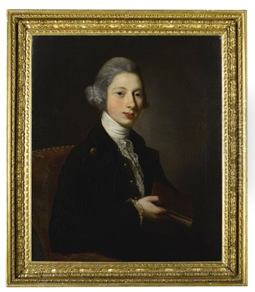 Portrait Of Alexander, 9th Earl Of Leven And 6th Earl Of Melville (1749-1820), Half-length, In A Green Coat And Waistcoat Holding A Book In His Right Hand Oil Painting by David Martin