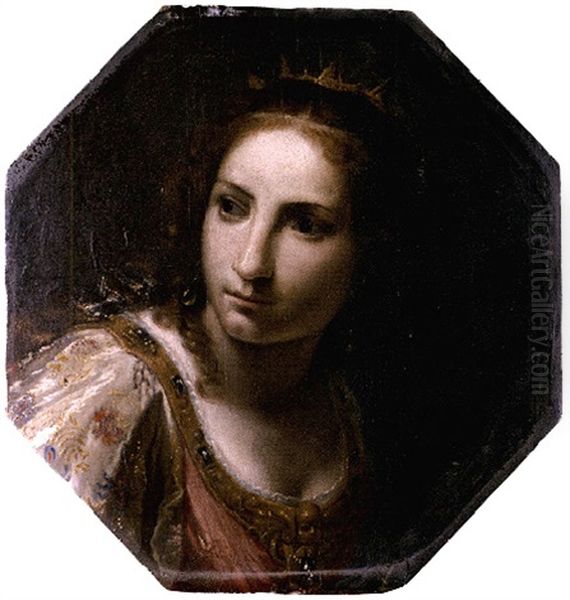 Head Of A Female Saint (saint Catherine Of Alexandria?) Oil Painting by Giovanni Martinelli