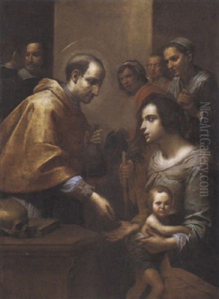 San Gregorio Distribuisce L'elemosina Oil Painting by Giovanni Martinelli