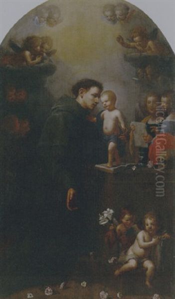 A Vision Of Saint Anthony Of Padua Oil Painting by Giovanni Martinelli