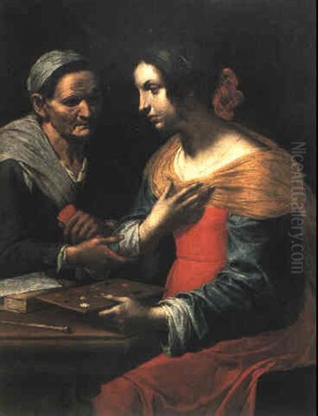 Pittrice E Vecchia Oil Painting by Giovanni Martinelli