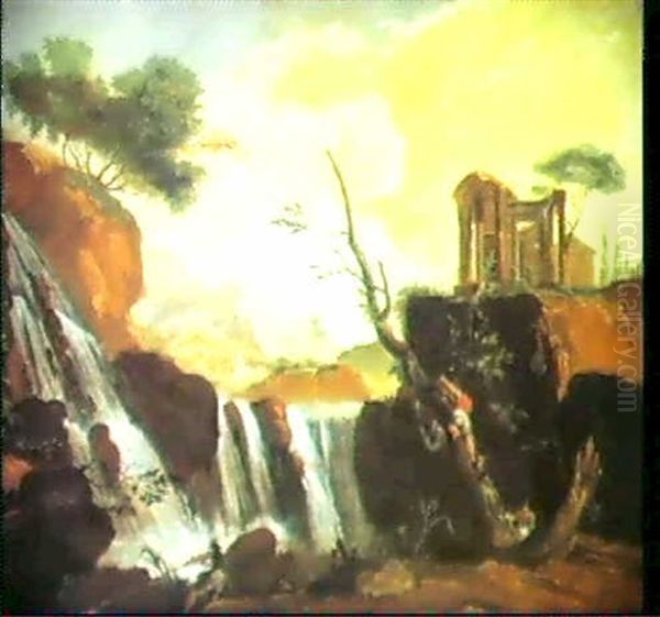 Paesaggio Con Cascata Oil Painting by Vincenzo Martinelli