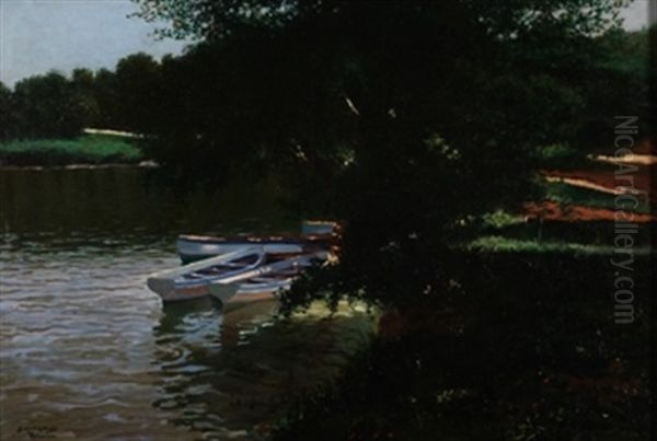 Estanque Del Retiro Oil Painting by Juan Martinez Abades