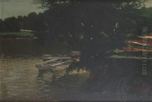 Estanque Del Retiro Oil Painting by Juan Martinez Abades