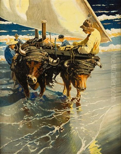 La Vuelta De La Pesca Oil Painting by Enrique Martinez Cubells y Ruiz