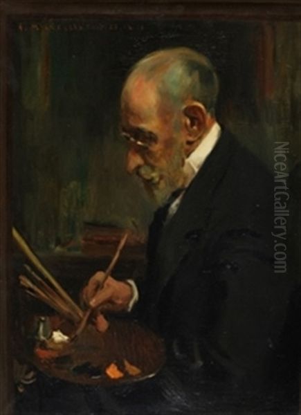 Retrato De Salvador (su Padre) Oil Painting by Enrique Martinez Cubells y Ruiz