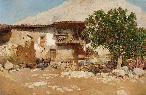 Spanisches Gehoft Oil Painting by Enrique Martinez Cubells y Ruiz