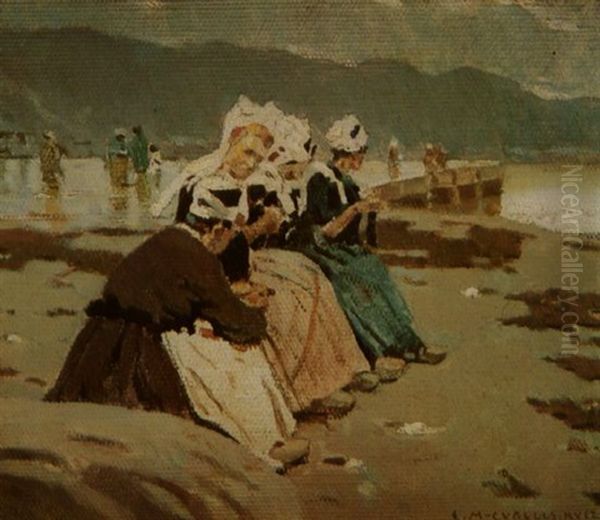 Mujeres Bretonas Oil Painting by Enrique Martinez Cubells y Ruiz