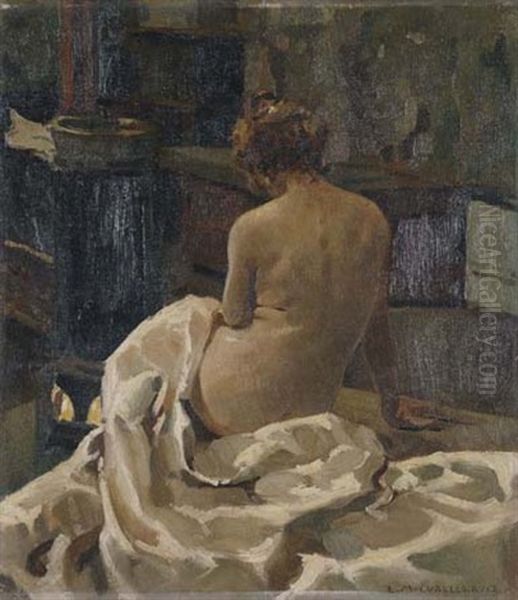 Desnudo De Espaldas Oil Painting by Enrique Martinez Cubells y Ruiz