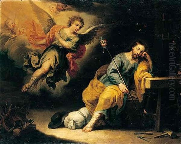 The Dream Of Saint Joseph Oil Painting by Domingo Martinez