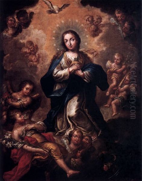 La Inmaculada Concepcion Oil Painting by Domingo Martinez