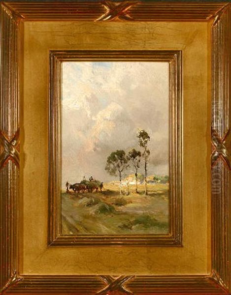 Landscape With Haying Oil Painting by Xavier Martinez