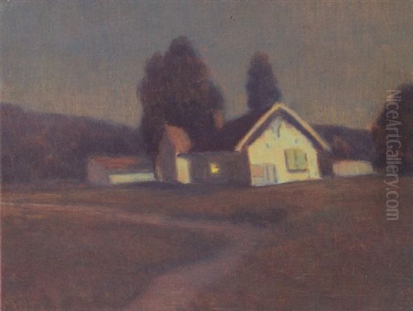 A Farm House At Dusk Oil Painting by Xavier Martinez