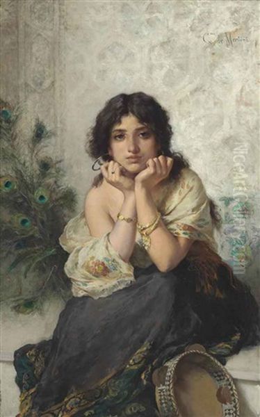 The Tambourine Girl Oil Painting by Gaetano de Martini