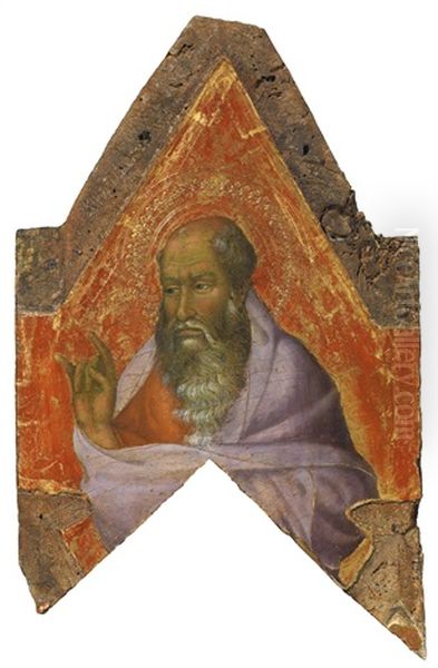 A Bearded Saint, Probably A Prophet Oil Painting by Simone Martini