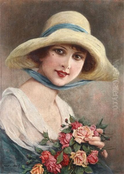 Jeune Fille Souriante Oil Painting by Francois Martin-Kavel