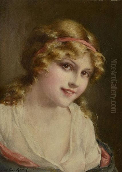 Portrait De Femme En Buste Oil Painting by Francois Martin-Kavel