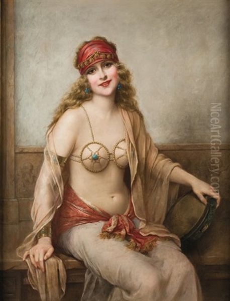 L'odalisque Oil Painting by Francois Martin-Kavel