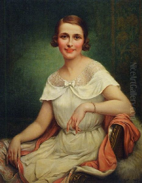 Jeune Femme Souriante Oil Painting by Francois Martin-Kavel