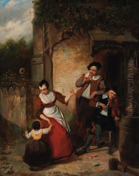 A Merry Jig Oil Painting by Pieter Gerardus Bernhard