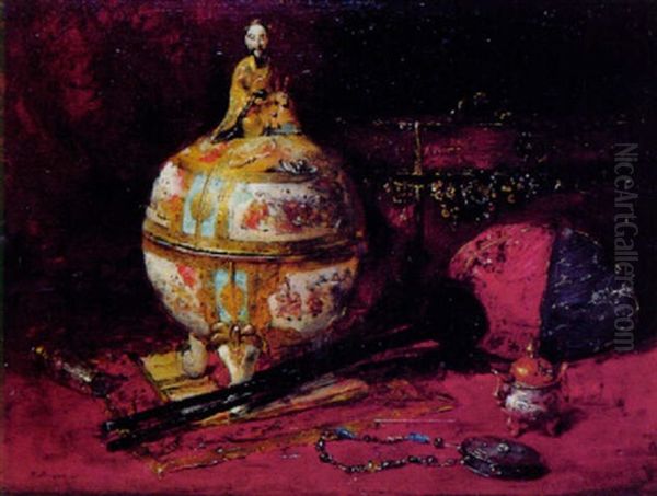 Coupe Satzuma, Coffret De Bijoux Oil Painting by Francois Martin-Kavel