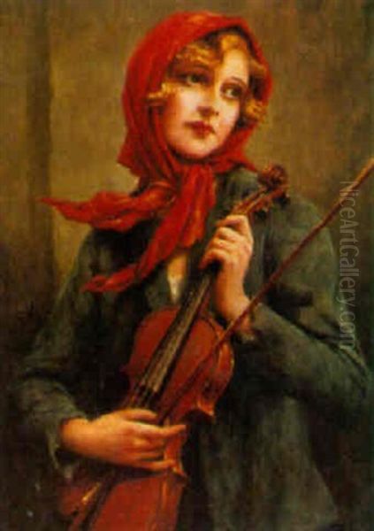 The Street Violinist Oil Painting by Francois Martin-Kavel