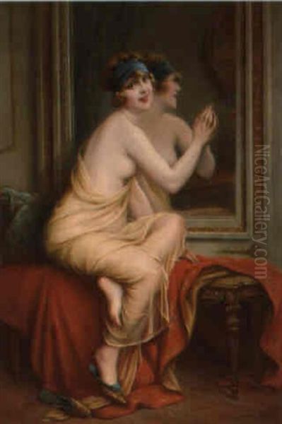 La Coquette Surprise Oil Painting by Francois Martin-Kavel