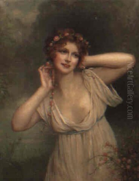 A Fair Rose Oil Painting by Francois Martin-Kavel