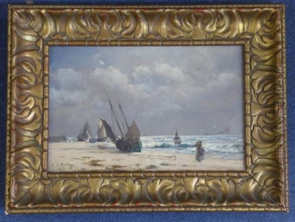 Coastal Landscape At Low Tide Oil Painting by Edoardo de Martino