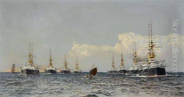 The Channel Fleet Oil Painting by Eduardo Federico de Martino