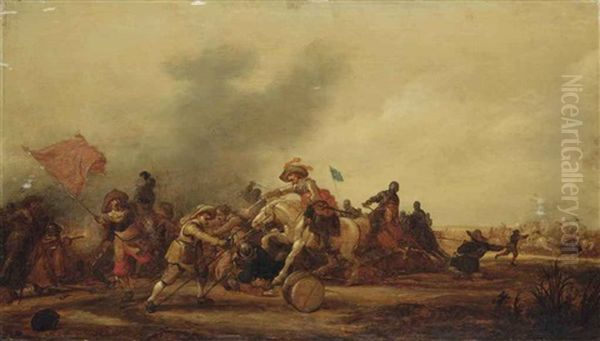 An Engagement Between Cavalry And Footsoldiers Oil Painting by Jan de Martszen the Younger