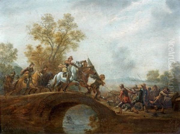 L'attaque Sur Un Pont Oil Painting by Jan de Martszen the Younger