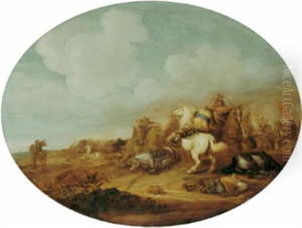 Reitertreffen Oil Painting by Jan de Martszen the Younger