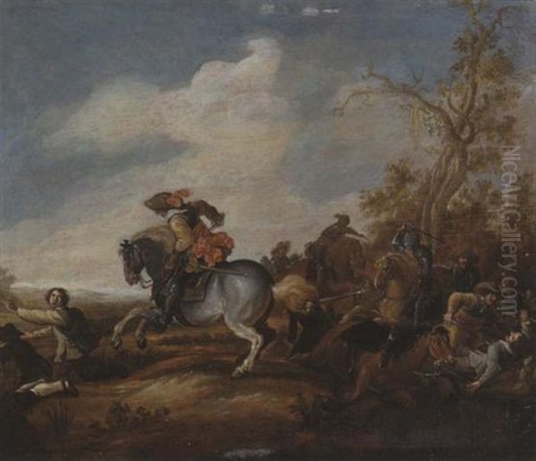 Reitergefecht Oil Painting by Jan de Martszen the Younger