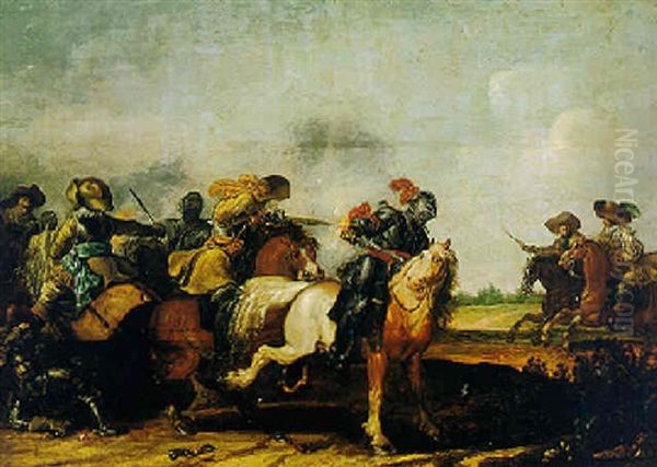 Calvary Skirmish Oil Painting by Jan de Martszen the Younger