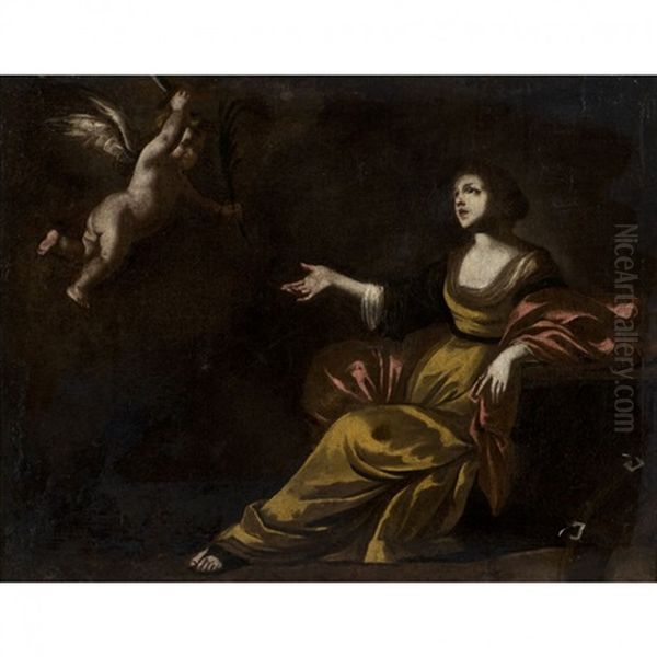 L'ange Apportant A Sainte Catherine Les Palmes Du Martyr Oil Painting by Giuseppe Marullo