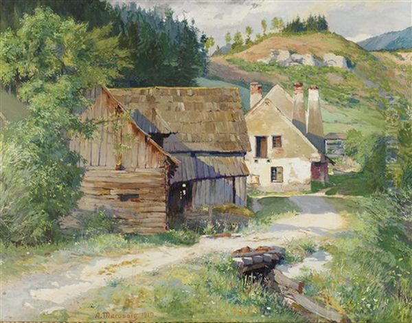 Alter Hof In Der Obersteiermark Oil Painting by Anton Marussig