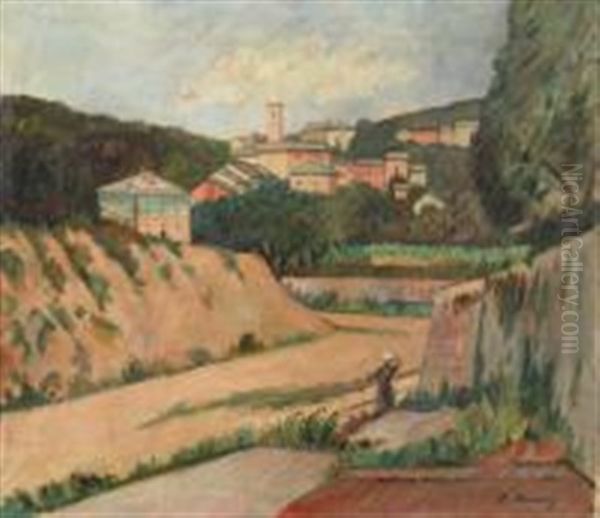 Paesaggio Ligure Oil Painting by Piero Marussig