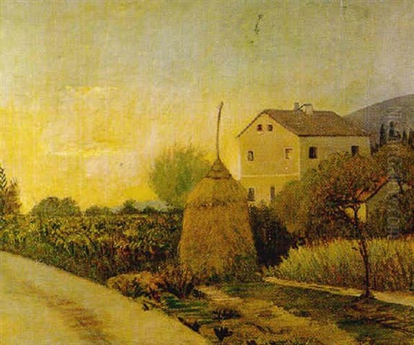 Campagna Con Pagliaio Oil Painting by Piero Marussig