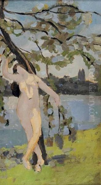 Femme Nue Au Bord De La Riviere Oil Painting by Jacqueline Marval