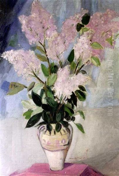 Vase De Lilas Oil Painting by Jacqueline Marval