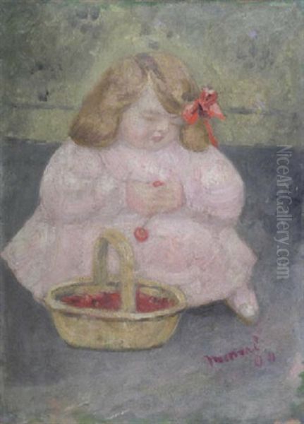 Jeune Fille Au Panier De Cerises Oil Painting by Jacqueline Marval