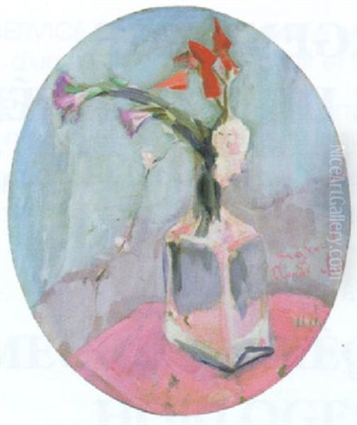 Composition Florale A La Bouteille Oil Painting by Jacqueline Marval