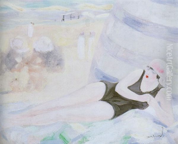 La Baigneuse Au Bonnet Rose Oil Painting by Jacqueline Marval