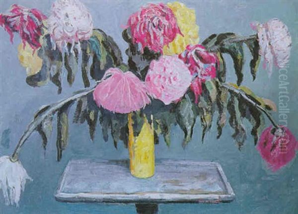 Bouquet De Fleurs Sur Gueridon Oil Painting by Jacqueline Marval