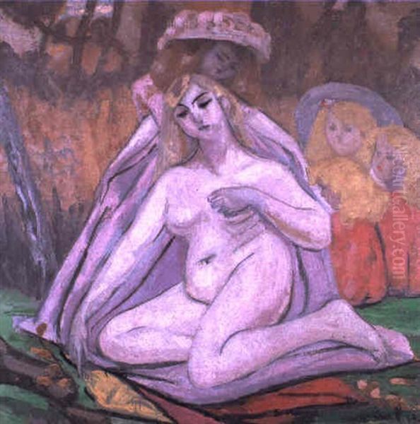 Jeune Femme Nue Entournee D'enfants Oil Painting by Jacqueline Marval